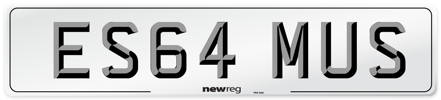 ES64 MUS Number Plate from New Reg